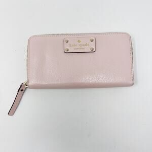 Kate Spade Light Pink Neda Wellesley Leather Wallet Zip Top Closure Zip Pockets
